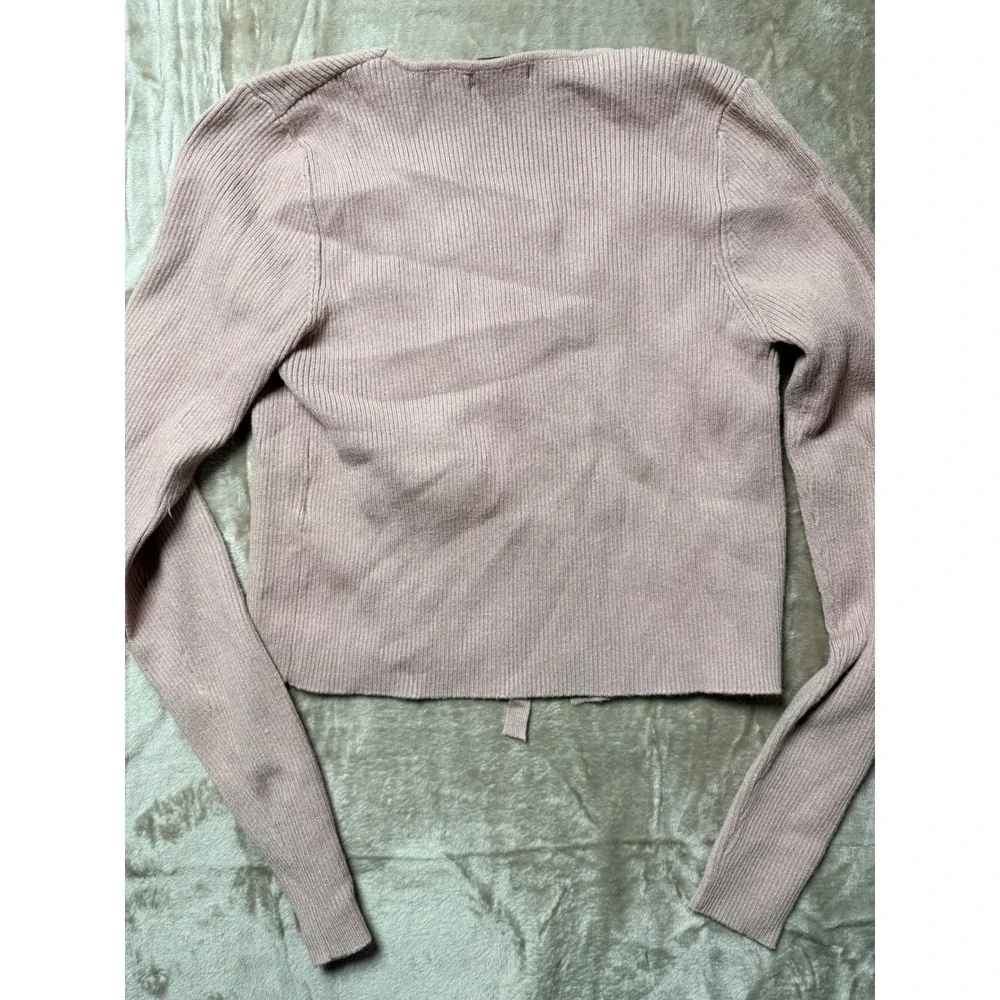 Dress‎ Forum Los Angeles Ribbed Tie Front Cropped Cardigan Size M Coquette